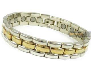 Mens Magnetic therapy bracelet 19 magnets bangle quality gold & silver 