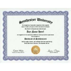 Synthesizer Synth Degree Custom Gag Diploma Doctorate Certificate 