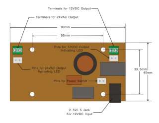 Inverter 12VDC to 24VAC 50 Watts/Short Safeguard  