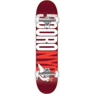 5Boro Letterpress Red Complete Skateboard   7.7 w/Raw Trucks & Wheels