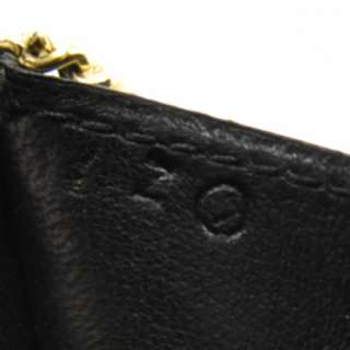 HERMES Vintage Leather LYDIE Clutch Bag Purse Black H  