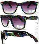 Rainbow Zebra Wayfarer Sunglasses Retro Smoke Lenses Black Matte W65