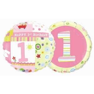  Printed Foil Balloon (18in, round)   1st Birthday Girl 