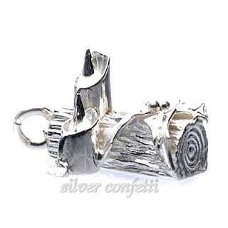 Sterling Silver CHRISTMAS YULE LOG with HOLLY & CANDLES Lovely CHARM 