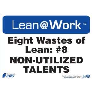 Lean Processes Sign, Header Lean at Work, Eight Wastes Non Utilized 
