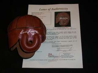 Yale 1936 Heisman Larry Kelley (d.00) Auto Signed Leather Mini Helmet 