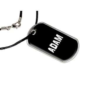 Adam   Name Military Dog Tag Black Satin Cord Necklace