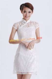Chinese Mini Cheongsam Evening Dress White Suit WMD 13  