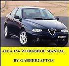 ALFA ROMEO 156 1998 2003 WORKSHOP SERVICE MANUAL ON CD  