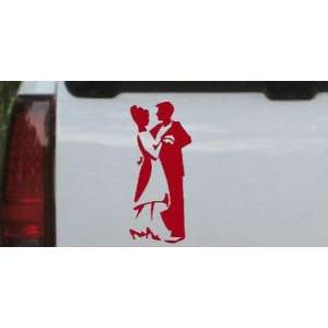 Red 14in X 6.3in    Couple Dancing 2 Line Art People Car Window Wall 