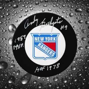  Andy Bathgate New York Rangers Auographed Puck Sports 