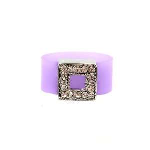  Ring   R62   Silicone Ring with Square Shape Crystal Charm 