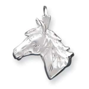  Sterling Silver Diamond Cut Horse Head Pendant Jewelry