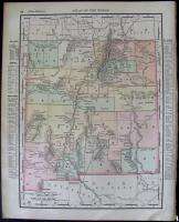 1899 NEW MEXICO, NM COUNTIES, PACIFIC DIVIDE, ROADS. ORIGINAL ANTIQUE 