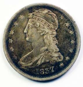 1837 Reeded Edge Bust Half Silver Coin Nice AU Coin   