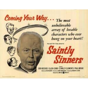 Saintly Sinners Poster Half Sheet 22x28 Don Beddoe Paul Bryar Stanley 