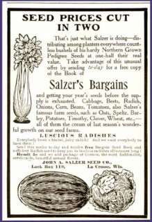 BARGAIN PRICES IN 1906 JOHN A. SALZER SEED COMPANY AD  
