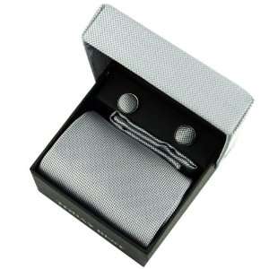   Grey Tie Handkerchief & Cuff Link Boxed Christmas Gift Set CO07
