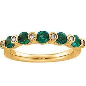  1 Carat Genuine Emerald & Diamond 14K Yellow Gold 
