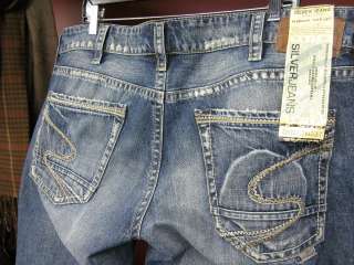 Silver Jeans, NWT, Eddie Straight, Light Medium Denim 38/34, 31/32 