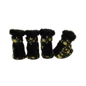  Pet Life F21YBSM Black   Yellow Fur Protective Boots  Set 