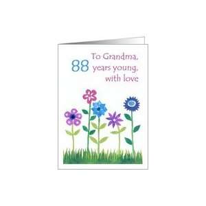  88th Birthday Card for a Grandma   Flower Power Card 