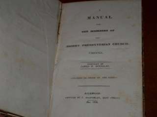 Manual PRESBYTERIAN CHURCH Virginia 1st EDITION 1928  