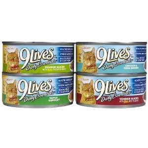  9 Lives Four Flavor Variety Canned Cat Food Case Pet 