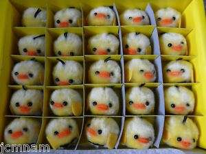 EASTER DUCK 25pcs ~ 1inch ~ YELLOW ~ CHENILLE POM POM  
