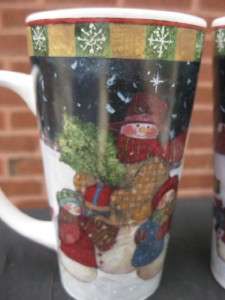 Susan Winget SNOWMAN & Family Tall Holiday Mug EXC 1of2  