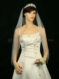 1T Ivory Wedding Bridal Fingertip Beaded Veil  
