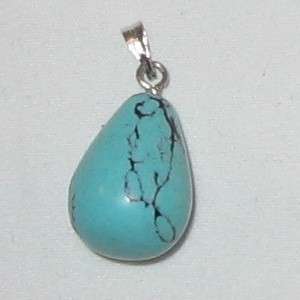 this 75 inch 2 cm blue howlite stone pendant has a