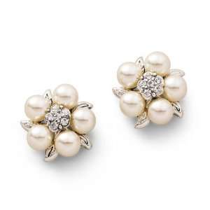  Worthington Pearl Flower Earrings   Cream Jewelry