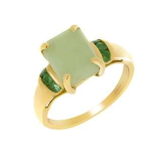  9ct Yellow Gold Jade & Emerald Ring Jewelry