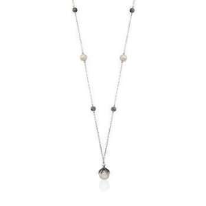    Cultured Pearl, Marcasite Necklace, CZ In Silver. 36 Jewelry