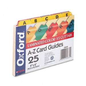  Laminated Index Card Guides, Alpha, 1/5 Tab, Manila, 4 x 6 