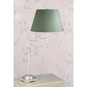 State Street Swing Arm Table Lamp with Charlotte Shade in Shiny Silver