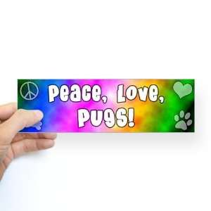  Hippie Pug Pets Bumper Sticker by  Arts, Crafts 