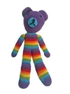  Hand made knitted Teddy Bear in Rainbow Colors One Size 