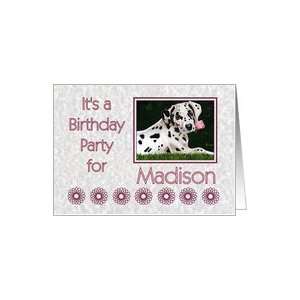  Birthday party invitation for Madison   Dalmatian puppy 
