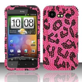 PINK LEOPARD ICED BLING HTC INCREDIBLE 2 6350 HARD CASE COVER  