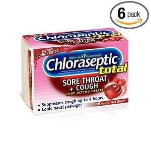 Chloraseptic Sore Throat 15 Lozenges, Wild Cherry, Soothing (Pack of 6 