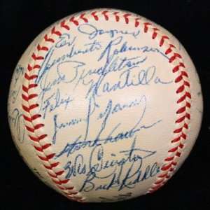  1956 Braves Team Signed Baseball Jsa Mathews & Aaron 