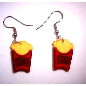  French Fries Shaped Plastic Fast Food Dangle Earrings Bs 