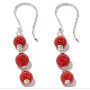 Italy Cameo By M+m Scognamiglio® Coral Bead Sterling Silver Drop 