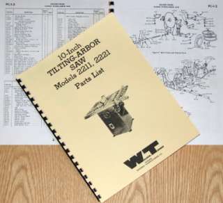 WALKER TURNER 10 Table Saw 2211 & 2221 Parts Manual  