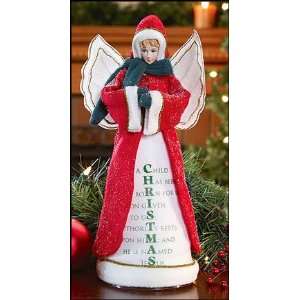 14.5 Inches Velour Porcelain, High Christmas Scripture Treasure Angel 