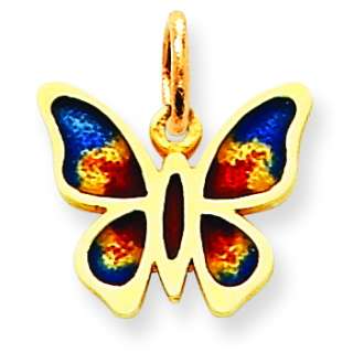 14k Yellow Gold Enameled Butterfly Charm. Gold Weight  0.68g. Free 