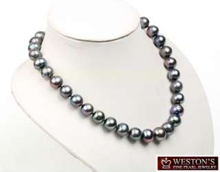 RARE 12 13MM BLACK CULTURED FRESHWATER PEARL NECKLACE  
