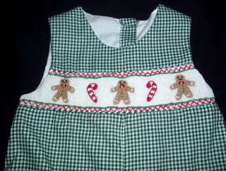 Petit Ami Smocked Gingerbread Holiday Romper 12 M 74  